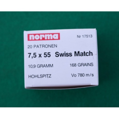 Náboje 7,5 mm Swiss NORMA Match, HP