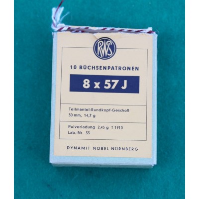 Náboje 8x57J RWS, střela poloplášť 14,7 g