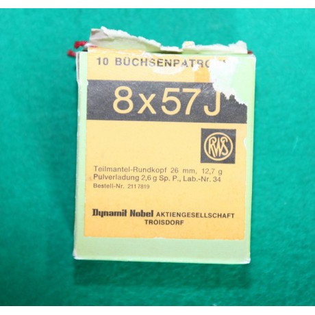 Náboje 8x57J RWS poloplášť 12,7 v orig.balení + prázdné nábojnice