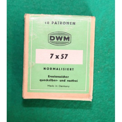 Náboje 7x57 DWM, střela 6,7 g, sbírkové v orig. krabičce