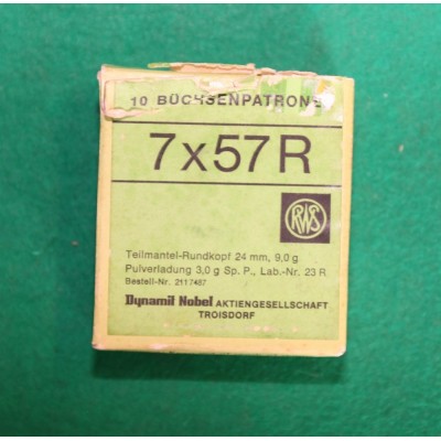Náboje 7x57R RWS, střela 9,0g, sbírkové v krabičce