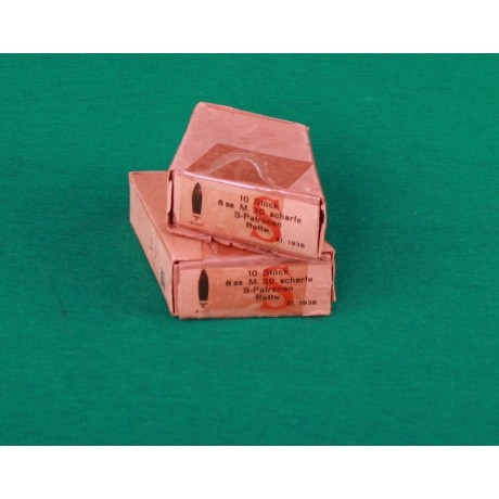 Náboje 8x56R s orlicí rok 1938, balené v původních krabičkách