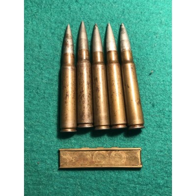Náboje Wehrmacht v pásku, set pěti nábojů