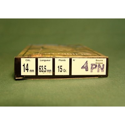 Náboje Lefaucheux, černý prach, ráže 14 mm, broky 4mm